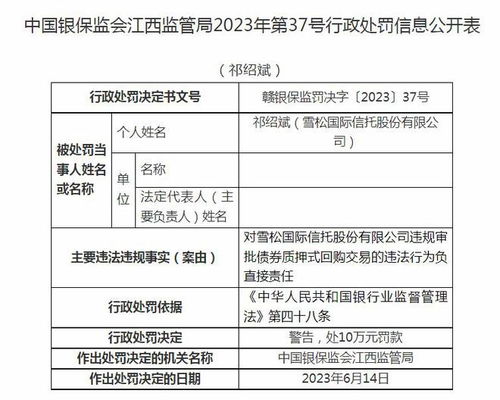 规范现金管理 雪松国际信托220万罚单警示投资误导乱象